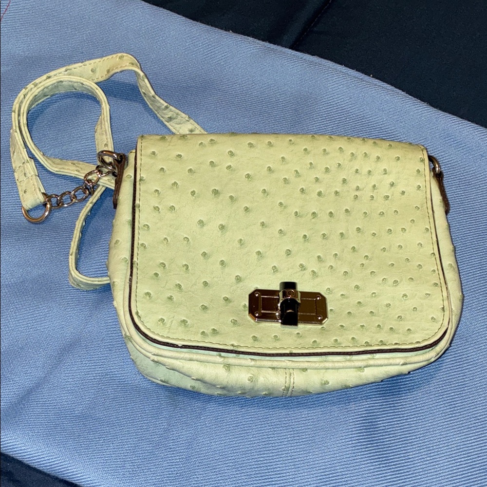 Faux Ostrich-Patterned Mint Green Women's Shoulder Bag